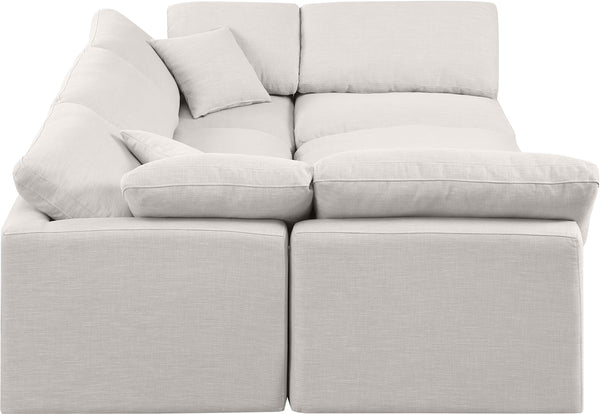 Indulge Cream Linen Textured Fabric Modular Sectional 141Cream-Sec6C Meridian Furniture
