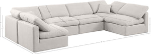 Indulge Cream Linen Textured Fabric Modular Sectional 141Cream-Sec6D Meridian Furniture
