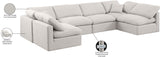 Indulge Cream Linen Textured Fabric Modular Sectional 141Cream-Sec6D Meridian Furniture