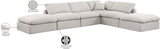 Indulge Cream Linen Textured Fabric Modular Sectional 141Cream-Sec6E Meridian Furniture