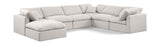 Indulge Cream Linen Textured Fabric Modular Sectional 141Cream-Sec7A Meridian Furniture