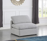 Indulge Grey Linen Textured Fabric Armless Chair 141Grey-Armless Meridian Furniture