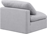 Indulge Grey Linen Textured Fabric Armless Chair 141Grey-Armless Meridian Furniture