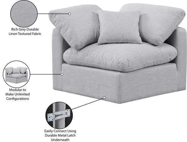 Indulge Grey Linen Textured Fabric Corner Chair 141Grey-Corner Meridian Furniture