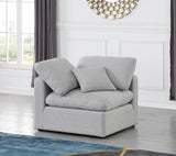 Indulge Grey Linen Textured Fabric Corner Chair 141Grey-Corner Meridian Furniture