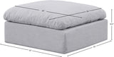 Indulge Grey Linen Textured Fabric Ottoman 141Grey-Ott Meridian Furniture