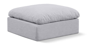 Indulge Grey Linen Textured Fabric Ottoman 141Grey-Ott Meridian Furniture