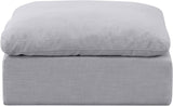 Indulge Grey Linen Textured Fabric Ottoman 141Grey-Ott Meridian Furniture