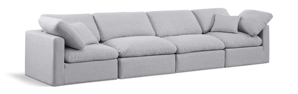 Indulge Grey Linen Textured Fabric Modular Sofa 141Grey-S140 Meridian Furniture