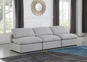 Indulge Grey Linen Textured Fabric Modular Sofa 141Grey-S3 Meridian Furniture