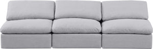 Indulge Grey Linen Textured Fabric Modular Sofa 141Grey-S3 Meridian Furniture