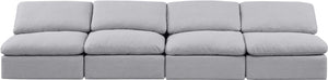 Indulge Grey Linen Textured Fabric Modular Sofa 141Grey-S4 Meridian Furniture