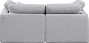 Indulge Grey Linen Textured Fabric Modular Sofa 141Grey-S70 Meridian Furniture