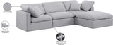 Indulge Grey Linen Textured Fabric Modular Sectional 141Grey-Sec4A Meridian Furniture