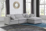 Indulge Grey Linen Textured Fabric Modular Sectional 141Grey-Sec4A Meridian Furniture