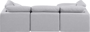 Indulge Grey Linen Textured Fabric Modular Sectional 141Grey-Sec4A Meridian Furniture