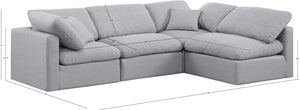 Indulge Grey Linen Textured Fabric Modular Sectional 141Grey-Sec4B Meridian Furniture