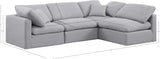 Indulge Grey Linen Textured Fabric Modular Sectional 141Grey-Sec4B Meridian Furniture