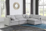 Indulge Grey Linen Textured Fabric Modular Sectional 141Grey-Sec4B Meridian Furniture