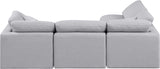 Indulge Grey Linen Textured Fabric Modular Sectional 141Grey-Sec4B Meridian Furniture