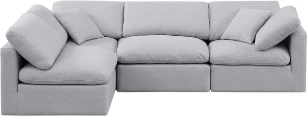 Indulge Grey Linen Textured Fabric Modular Sectional 141Grey-Sec4B Meridian Furniture