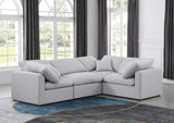 Indulge Grey Linen Textured Fabric Modular Sectional 141Grey-Sec4C Meridian Furniture