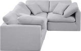 Indulge Grey Linen Textured Fabric Modular Sectional 141Grey-Sec4C Meridian Furniture