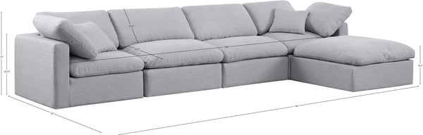Indulge Grey Linen Textured Fabric Modular Sectional 141Grey-Sec5A Meridian Furniture