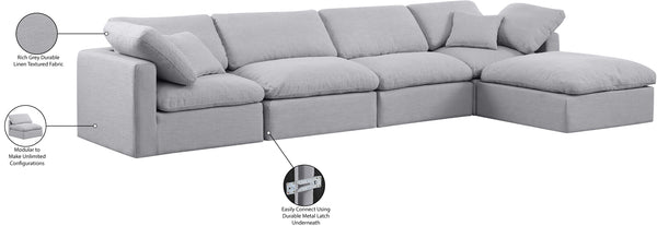 Indulge Grey Linen Textured Fabric Modular Sectional 141Grey-Sec5A Meridian Furniture