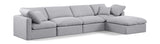 Indulge Grey Linen Textured Fabric Modular Sectional 141Grey-Sec5A Meridian Furniture