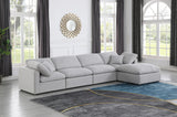 Indulge Grey Linen Textured Fabric Modular Sectional 141Grey-Sec5A Meridian Furniture