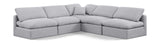 Indulge Grey Linen Textured Fabric Modular Sectional 141Grey-Sec5B Meridian Furniture