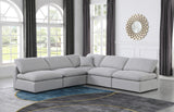 Indulge Grey Linen Textured Fabric Modular Sectional 141Grey-Sec5B Meridian Furniture