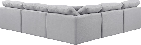 Indulge Grey Linen Textured Fabric Modular Sectional 141Grey-Sec5B Meridian Furniture