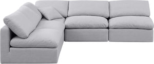 Indulge Grey Linen Textured Fabric Modular Sectional 141Grey-Sec5B Meridian Furniture