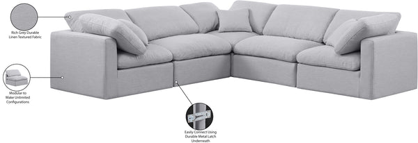 Indulge Grey Linen Textured Fabric Modular Sectional 141Grey-Sec5C Meridian Furniture
