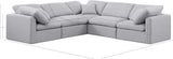 Indulge Grey Linen Textured Fabric Modular Sectional 141Grey-Sec5C Meridian Furniture