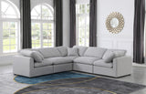 Indulge Grey Linen Textured Fabric Modular Sectional 141Grey-Sec5C Meridian Furniture