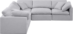 Indulge Grey Linen Textured Fabric Modular Sectional 141Grey-Sec5C Meridian Furniture