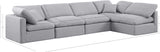 Indulge Grey Linen Textured Fabric Modular Sectional 141Grey-Sec5D Meridian Furniture