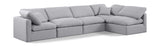 Indulge Grey Linen Textured Fabric Modular Sectional 141Grey-Sec5D Meridian Furniture