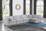 Indulge Grey Linen Textured Fabric Modular Sectional 141Grey-Sec5D Meridian Furniture