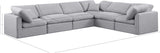 Indulge Grey Linen Textured Fabric Modular Sectional 141Grey-Sec6A Meridian Furniture