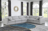 Indulge Grey Linen Textured Fabric Modular Sectional 141Grey-Sec6A Meridian Furniture