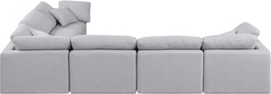 Indulge Grey Linen Textured Fabric Modular Sectional 141Grey-Sec6A Meridian Furniture