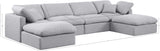 Indulge Grey Linen Textured Fabric Modular Sectional 141Grey-Sec6B Meridian Furniture