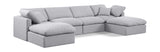 Indulge Grey Linen Textured Fabric Modular Sectional 141Grey-Sec6B Meridian Furniture