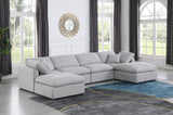 Indulge Grey Linen Textured Fabric Modular Sectional 141Grey-Sec6B Meridian Furniture