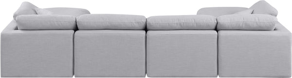 Indulge Grey Linen Textured Fabric Modular Sectional 141Grey-Sec6B Meridian Furniture