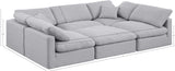 Indulge Grey Linen Textured Fabric Modular Sectional 141Grey-Sec6C Meridian Furniture